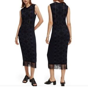 Scotch & Soda Fringe Hem sleeveless long dress size:1